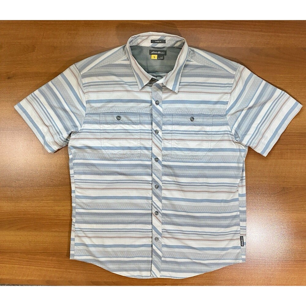 Eddie Bauer Men’s L Travex Shirt Short Sleeve Ripstop Outdoor Hiking Fishing